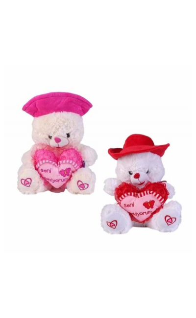 PL78502 Peluş Şapkalı ''Ayı 39 cm''