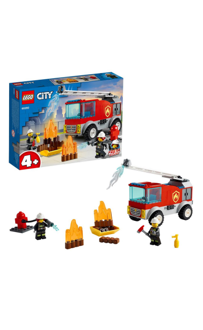 LSC60280 LEGO CİTY MERDİVENLİ İTFAİYE KAMYONU 60280 YAPIM SETİ; ÇOCUKLAR İÇİN EĞLENCELİ İTFAİYE OYUN