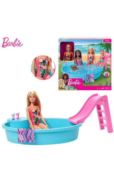 GHL91 Barbie ve Eğlenceli Havuzu Oyun Seti