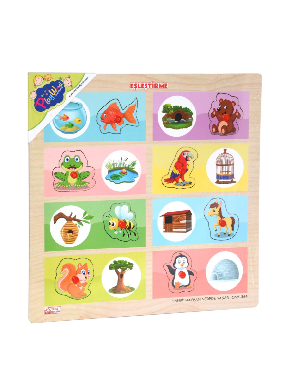 ONY-363-364 Onyıl Ahşap Tutmalı Eşleştirme Hayvanlar…