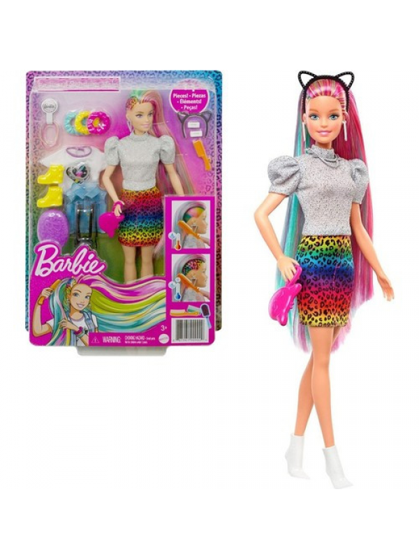 GRN81 Barbie Leopar Desenli Saçlar Bebeği…