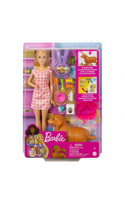 HCK75 Barbie ve Hayvan Dostları Yeni Doğan Köpekler Oyun Seti