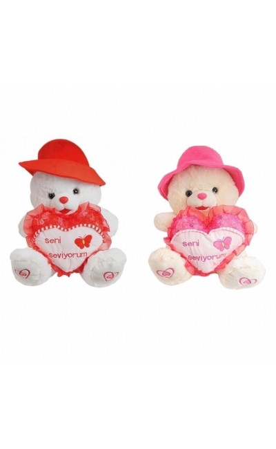 PL78501 Halley Şapkalı Peluş Ayı ''45 cm''