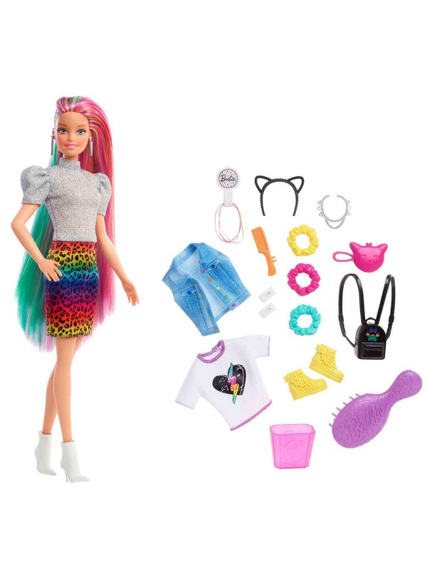 GRN81 Barbie Leopar Desenli Saçlar Bebeği…
