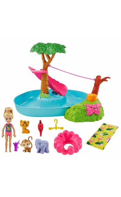 GTM85 Barbie ve Chelsea Kayıp Doğum Günü Havuz Partisi Oyun Seti