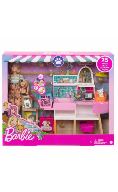 GRG90  Barbie ve Evcil Hayvan Dükkanı Oyun Seti