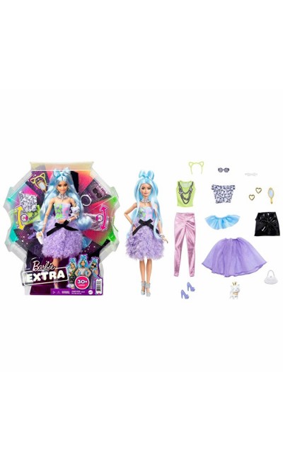 GYJ69 Barbie Extra ve Aksesuarları Mavi Saçlı Bebek