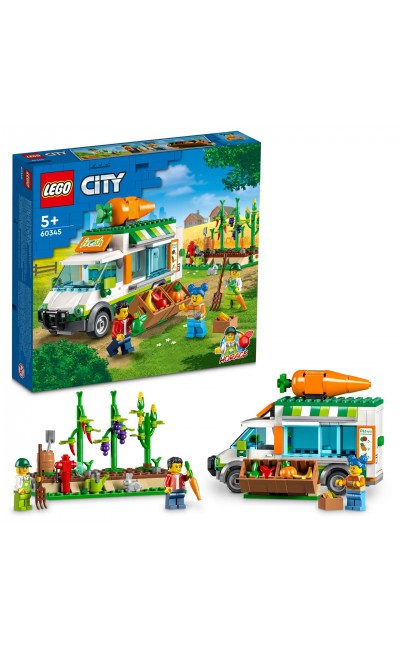 60345 LEGO City Çiftçi Pazarı Minibüsü 3 Minifigürlü Mobil Çiftlik Manavı Oyuncak Yapım Seti