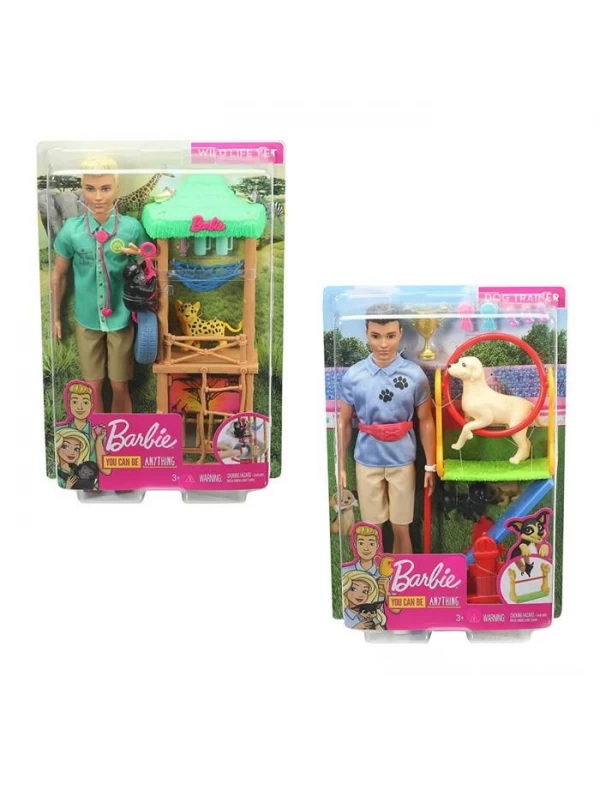 GJM32 Barbie Ken ve Meslekleri Oyun Setleri ''Köpek Eğitmeni-Vahşi Doğ…