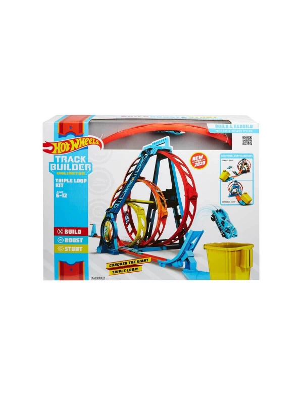 GLC96 Hot Wheels Track Builder Üçlü Çember Aksiyonu Seti…
