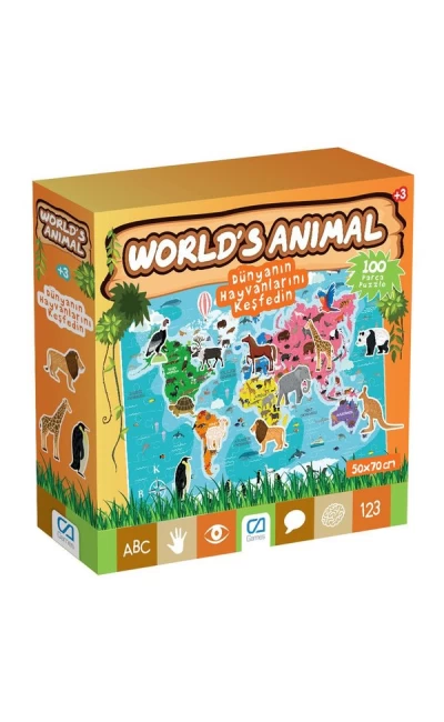 CA.5152 Worlds Animal 100 Parça Çocuk Puzzle