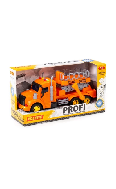 89779 POLESİE  "PROFİ" SÜRTMELİ ASANSÖRLÜ KAMYON (IŞIKLI VE SESLİ) (TURUNCU) (KUTUDA)